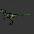 Green Velociraptor Dinosaur in Standing Pose With Sharp Teeth and Gray Background 3d model