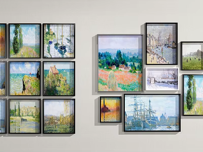 Oil Paintings Framed Wall Art With Seascapes Country And Tree Landscape Scenes 3d model