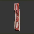 Fresh Raw Bacon with Red and White Marbled Texture on Black Background
