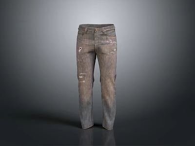 Distressed Denim Jeans With Ripped Details And Vintage Style For Casual Fashion Look 3d model