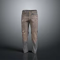 Distressed Denim Jeans With Ripped Details And Vintage Style For Casual Fashion Look