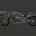 Vintage Green Motorcycle With Metallic Finish Brown Leather Seat Multiple Exhaust Pipes And MARRI STZ