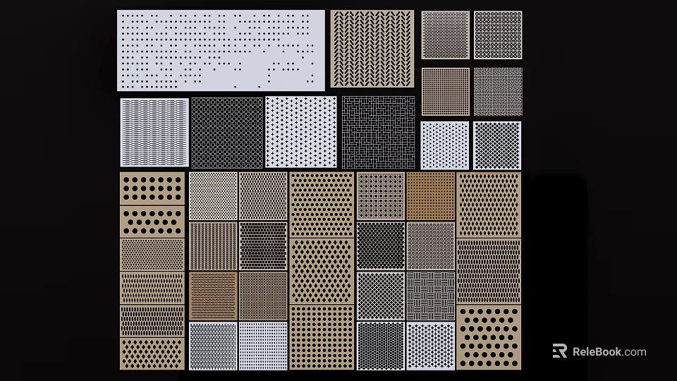 Modern Decorative Partitions With Perforated Metal Panels And Various Patterns 3d model