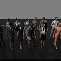 Group of People in Formal Attire Interacting and Discussing in Indoor Gray Setting