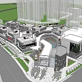 Modern Commercial Street Design With Plaza Shops Greenery And Pedestrian Areas