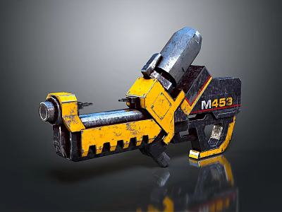Detailed Mechanical Sculpture Carving in Yellow Black with M483 Marking 3d model