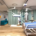 Modern Hospital Ward Interior With Medical Bed Lamp Sofa And Wooden Floor
