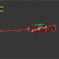 Futuristic Sci Fi Weapon with Red and Silver Sleek Design and Scope 3d model