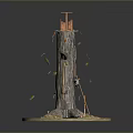 Scenic Autumn Treehouse Scene With Trunk Platform Swing And Fallen Leaves