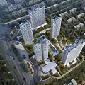 Modern High Rise Residential Buildings With Commercial Podium And Landscaped Areas