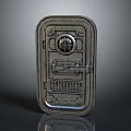 Vintage Metal Rectangular Safe With Circular Viewing Window Latch And Grille Details