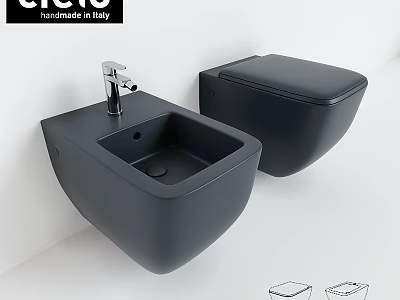 Modern Black Wall Mounted Toilet Design Made In Italy With Sleek Modern Finish 3d model