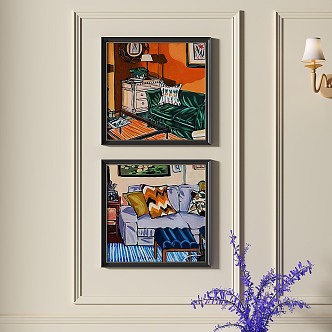 French retro decorative painting 3d model