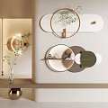 Modern Circular Wall Decor With Metal Frames Geometric Patterns And Plant Accents 3d model