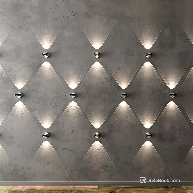 Modern Grey Diamond Textured Wall Lamps with Warm Ambient Lighting 3d model 