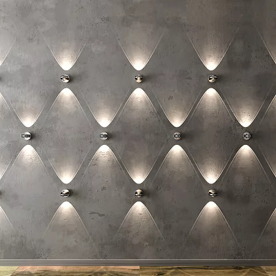 Modern Grey Diamond Textured Wall Lamps with Warm Ambient Lighting 3d model