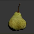 Fresh Yellow Speckled Pear With Brown Stem On Dark Background Shiny Surface 3d model