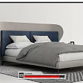 Modern Double Bed With Blue Gray Headboard And Nightstands With Decorative Items 3d model