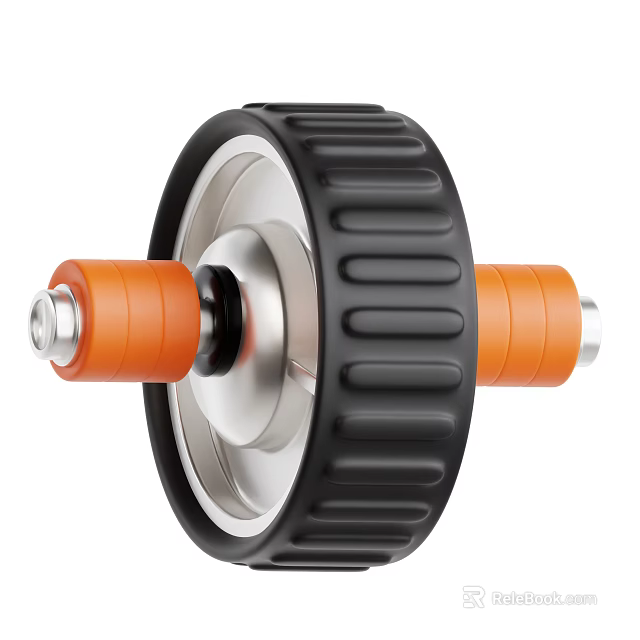 Black And Orange Ab Roller With Metal Axle For Fitness Training 3d model 