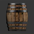 Rustic Wooden Barrel With Metal Hoops For Household Storage And Decor