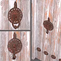 Wooden Swing Door Design With Dual Tone Finish And Decorative Metal Hardware