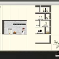 Modern Wine Cabinet Design With Open Shelves And Decorative Wine Bottles