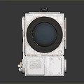 Vintage Silver Computer Peripheral Device With Lens Buttons And Ports Design