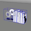 Modern Books And Magazine Display With Ring Shaped Decorations On Black Bases