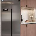 Modern Kitchen Interior With Wooden Cabinets Marble Countertop Black Range Hood And Pendant Light