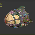 Vintage Mechanical Spherical Craft With Illuminated Round Windows Rustic Metal Frame And Mechanical Parts