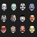 Traditional Chinese Peking Opera Masks Wall Decor With Colorful Facial Patterns
