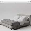 Modern Double Bed With Gray Frame White Pillows And Cozy Blanket 3d model