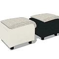 Beige And Black Fabric Padded Ottoman Footstool Modern Home Furniture Design