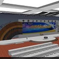 Colorful Stage Setup With Rainbow Decoration Large Screen And Audience Seats