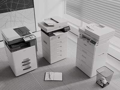 Modern Multifunctional Office Electronics In Bright Office 3d model