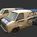 Two Old Delivery Utility Vans With Cracked Windows And THG 007 Lettering