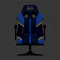 DX Racer Blue And Gold Gaming Chair With Ergonomic High Back Armrests And Racing Design