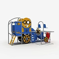 Yellow And Blue Minion Themed Train Shaped Playground Equipment With Slide Ladder And Gear Decorations