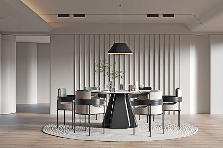 Modern Restaurant Dining Table and Chair Combination 3d model