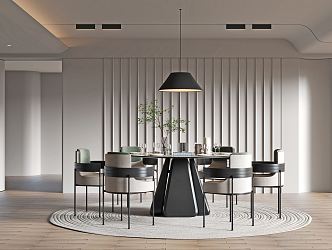 Modern Restaurant Dining Table and Chair Combination 3d model