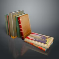 Vintage Books as Daily Living Essentials with Various Color Covers Stacked and One Lying