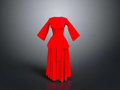Women's Skirt Long Robe Long Skirt Ethnic Costume Ethnic Minority Ethnic Minority Costume Women Model Women 3d model