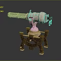 Turret Turntable Railgun Sci-fi Tower Defense Game Tower Defense Sci-fi Turret Game Turret Game Battery 3d model