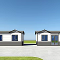 Modern Single Family House Exterior with White Gray Walls Dark Roof and Front Yard
