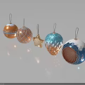 Christmas Ornaments With Various Designs Colors And Textures On Dark Background