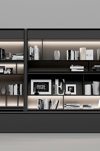 Office Bookshelf Bookcase High Cabinet Simple Bookcase Book Ornaments Jewelry Art Ornaments 3d model