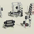 Essential Sports Equipment For Home Gym Featuring Squat Rack Barbells Dumbbell Rack And Bench Press