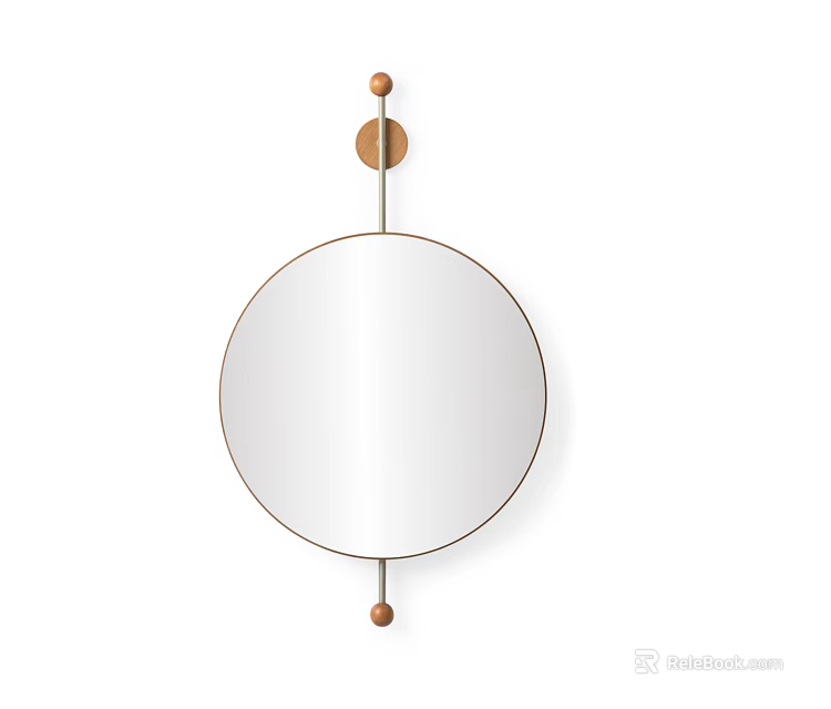 Stylish Round Wall Mounted Mirror With Decorative Balls And Metal Frame 3d model 