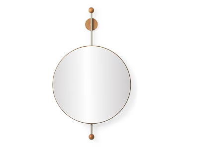 Stylish Round Wall Mounted Mirror With Decorative Balls And Metal Frame 3d model