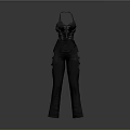 Black High Waisted Flared Jumpsuit With Lace Up Front And Ruffled Details